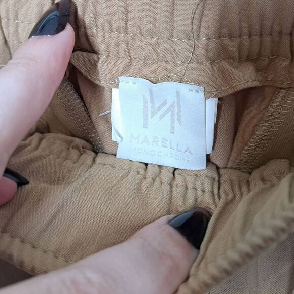 Marella Women's Monochrome Drawstring Trousers in Tan size Small - Picture 5 of 6